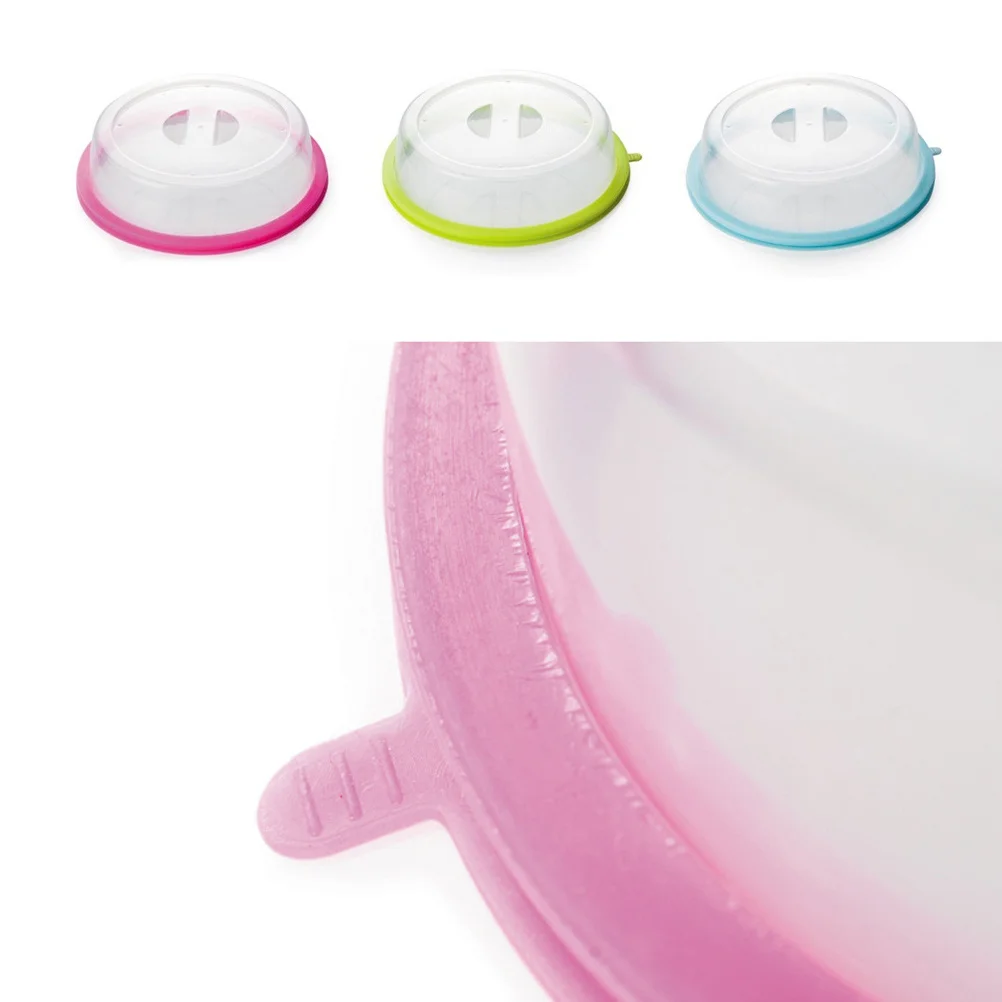 غطاء مقاوم لزيت الميكروويف 19.5 × 4.5 سم أزرق قابل لإعادة الاستخدام غطاء عازل حراري لمنع الرش غير سام من السيليكون Pp مضاد للرش #2