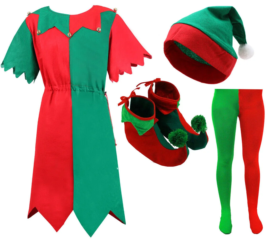 Kinder kleidung Jungen Mädchen Eltern-Kind Weihnachten Kostüm Kleidung Cosplay niedlichen grünen Elf Clown Kleidung Performance Stoff