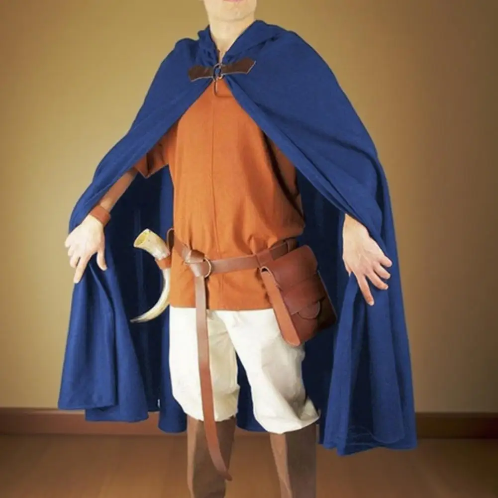 Men's Velvet Cloak with Hood, Renaissance Medieval Hooded Cloak for Women, Halloween Hood Cape with Metal Loop Clasp