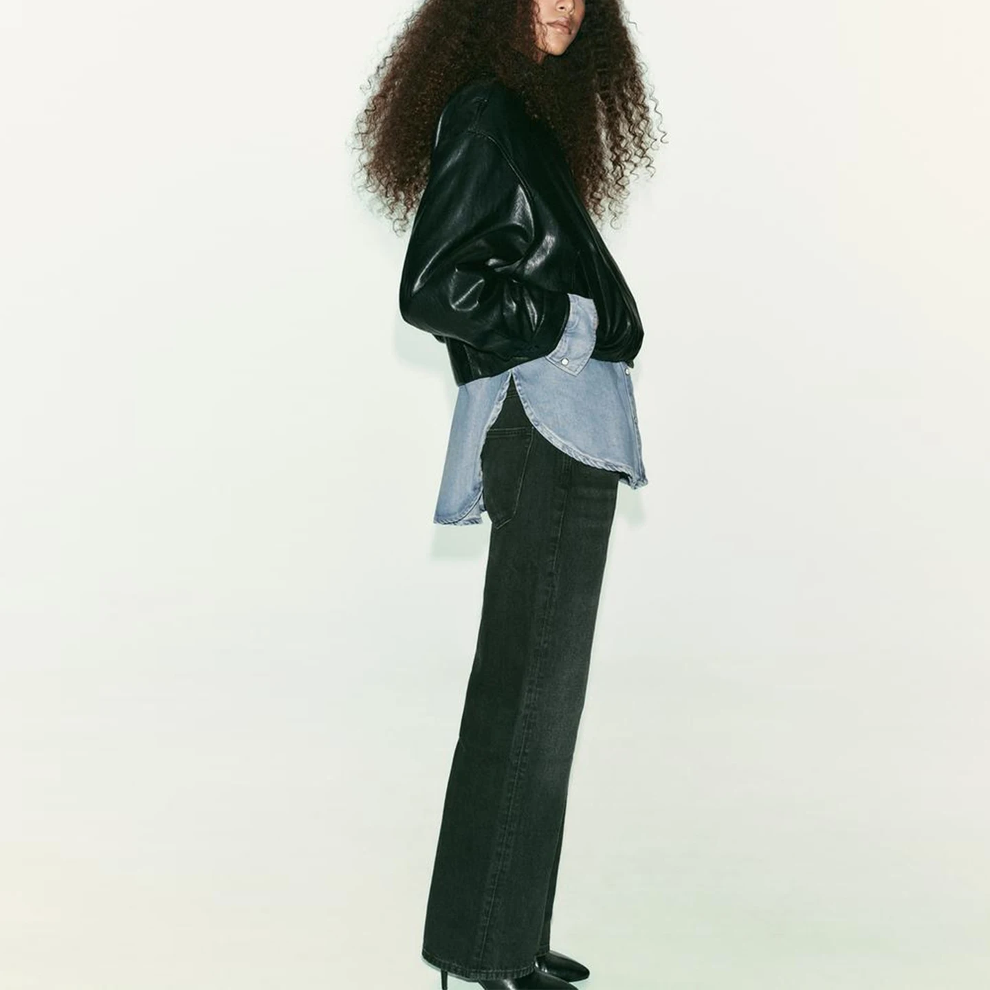 Women's Loose High Collar Faux Leather Pilot Jaet Autumn New Arrival Z Faion Outerwear ort Coat Fem Cuser