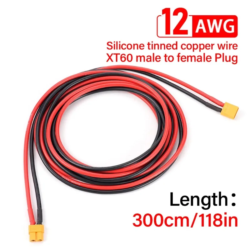 10ft 12AWG XT60 Verlängerungskabel - Stecker auf Buchse mit flexiblem Silikondraht für RC Drone LiPo Batterie FPV Auto Boot