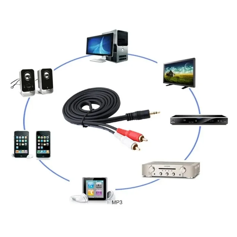 3.5mm Jack To 2 RCA Audio Line Cable Stereo Jack Male To  RCA Male Aux Cable for TV Sound Phone Laptop Mp3 Laptop Video Speakers