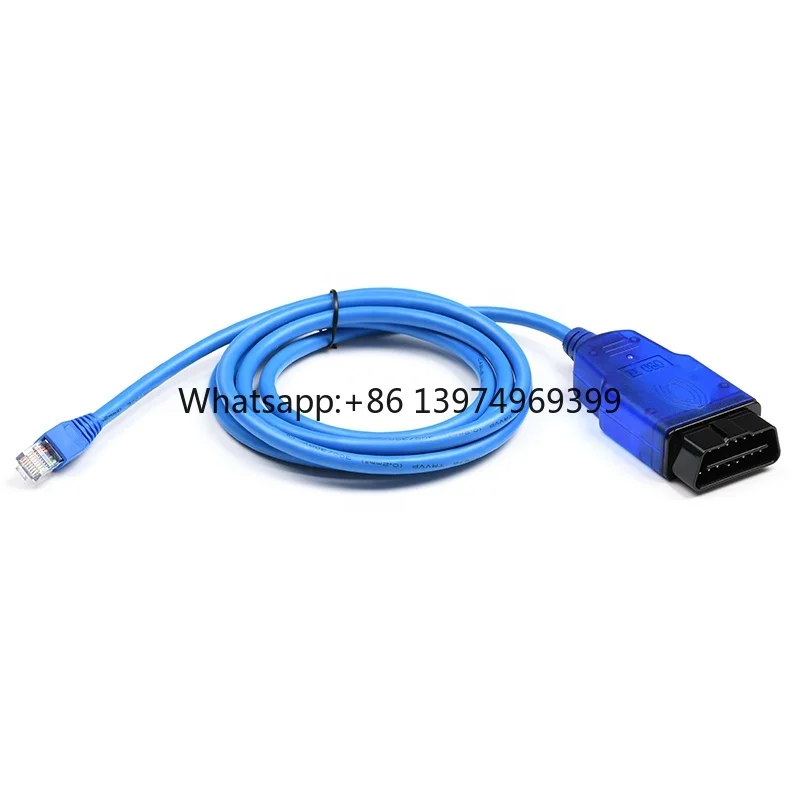 Custom Blue 12V 16Pin OBD OBDII OBD2 Male to RJ45 OBD Cable for Car Diagnostic