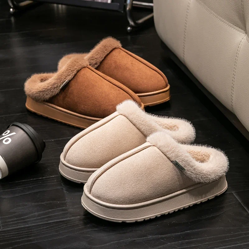 Fashion Women Fluffy Slippers for Autumn and Winter Indoor EVA Thick Sole Anti-Slip and Warm Unisex Slippers for Winter