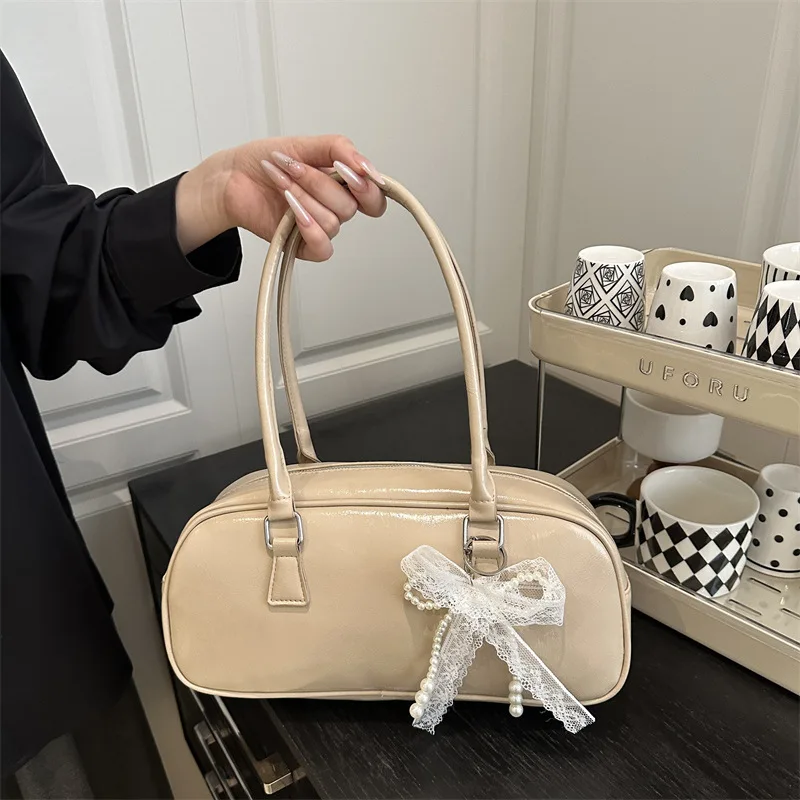 

Новинка 2023 года, женская сумка с кружевным бантом, очень элегантная сумка через плечо с верхней ручкой, кошелек с нежной аппликацией, шикарная и женская