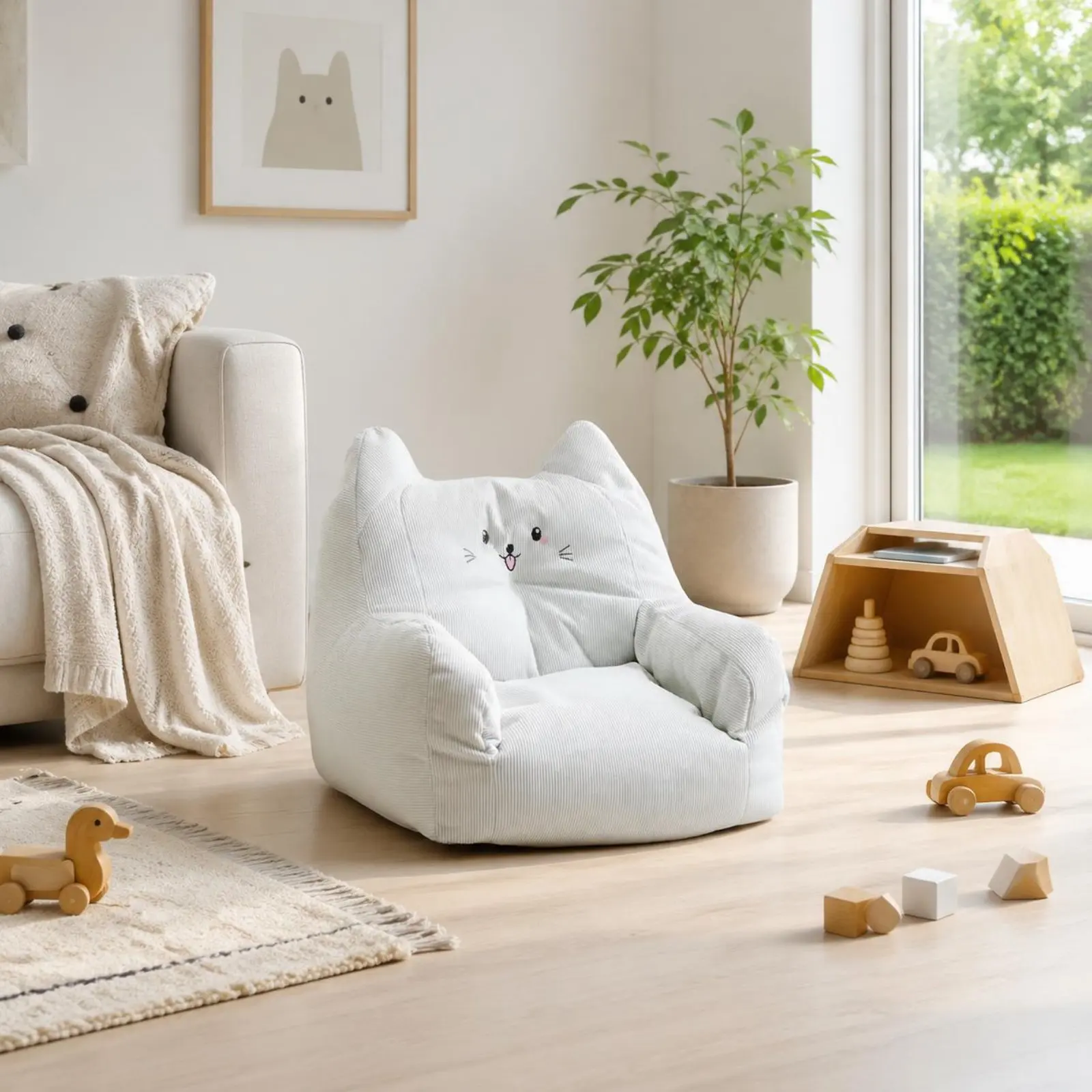 

Feline-Shaped Kids Sofa Cute Design Feline Chair Soft Toddler Sofa Easy to Sit Play Couch Supportive Foam for Girls, Balcony