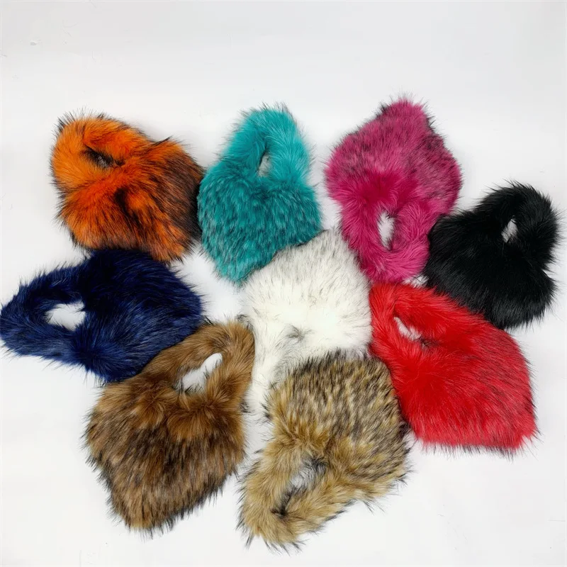 New Yellow Fur Hat Small Crossbody Love Bag Winter Warm and Thickened Imitation Raccoon Fur Women\'s Hat Fur Set