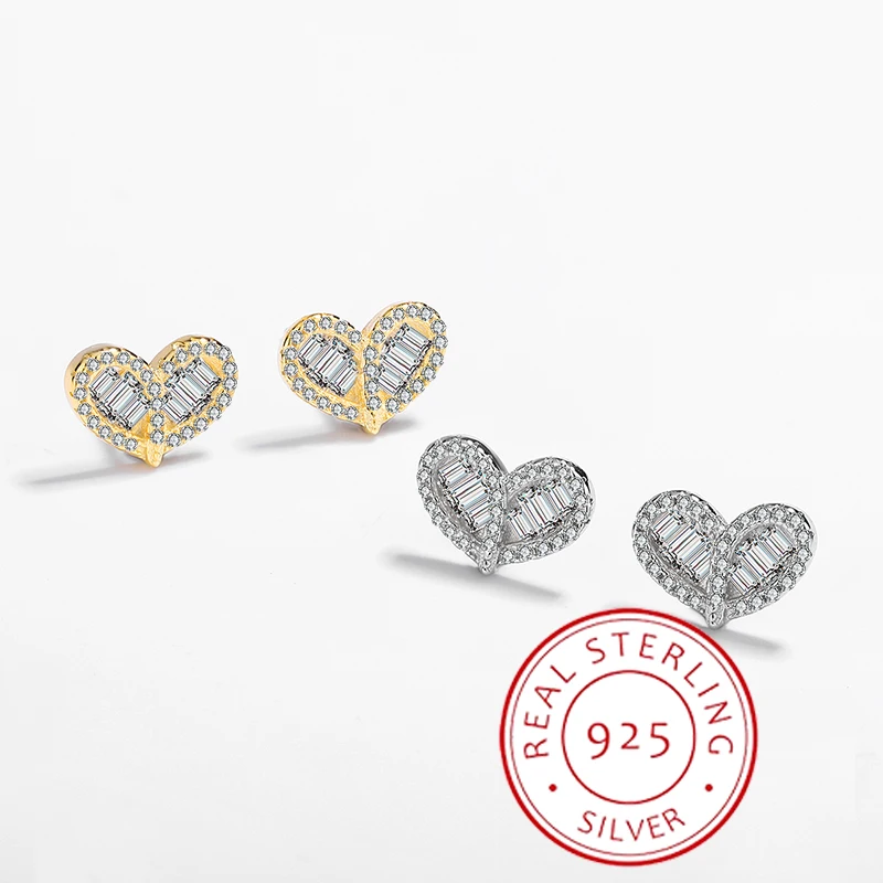 

Fashionable and Classic Authentic S925 Silver Heart-shaped Full-diamond Zircon Earrings for Women’s Valentine’s Day Gift Jewelry