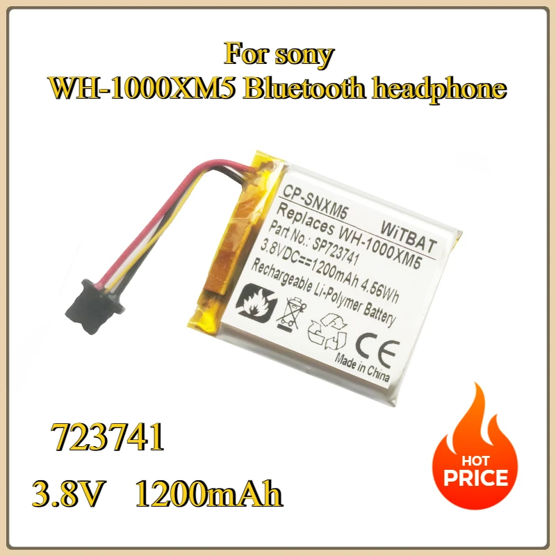 

New 3.8V 1200mAh 723741 CP-SNXM5 Replacement Battery for sony WH-1000XM5 Bluetooth headphone