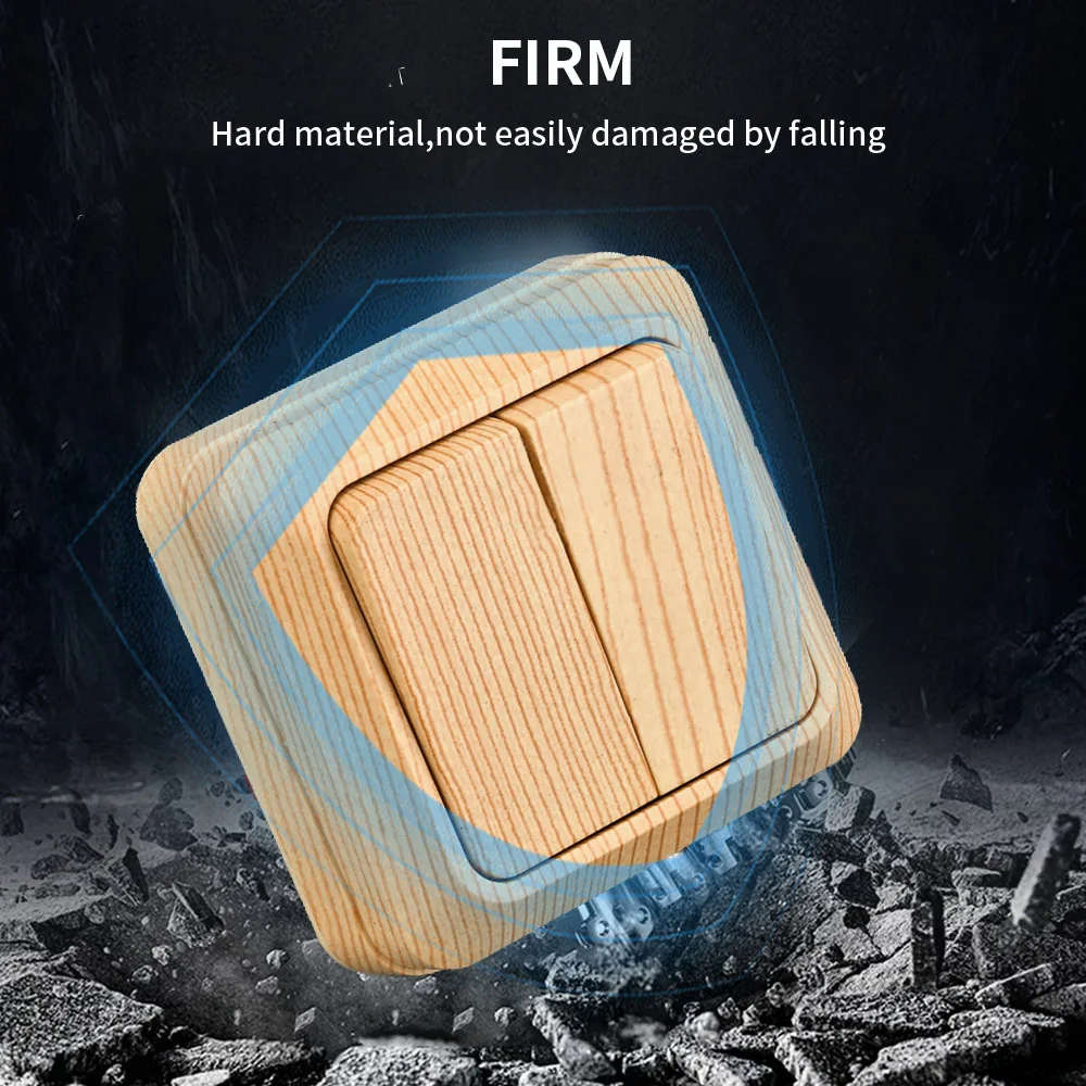 WESA-مفتاح تثبيت على الحائط الخشبي ، كلاسيكي ، مقاوم للهب ، لوح بلاستيكي ، عصابتان ، طريقة واحدة ، تقليد ، لون خشبي ، 16 أ ، تيار متردد #4