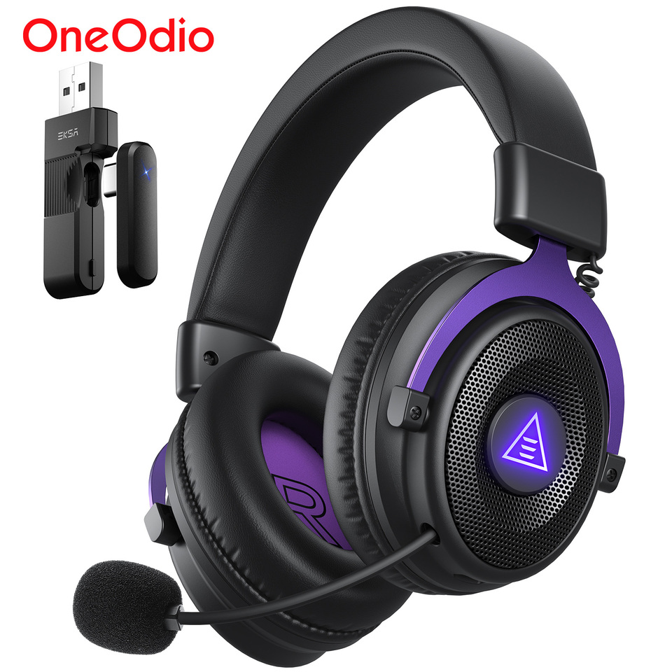  Oneodio EKSA E900 WT 2.4G Wireless Gaming Headset Tri-Mode Over Ear Bluetooth Headphones Gamer With Mic RGB For PC PS4 PS5 80Hr