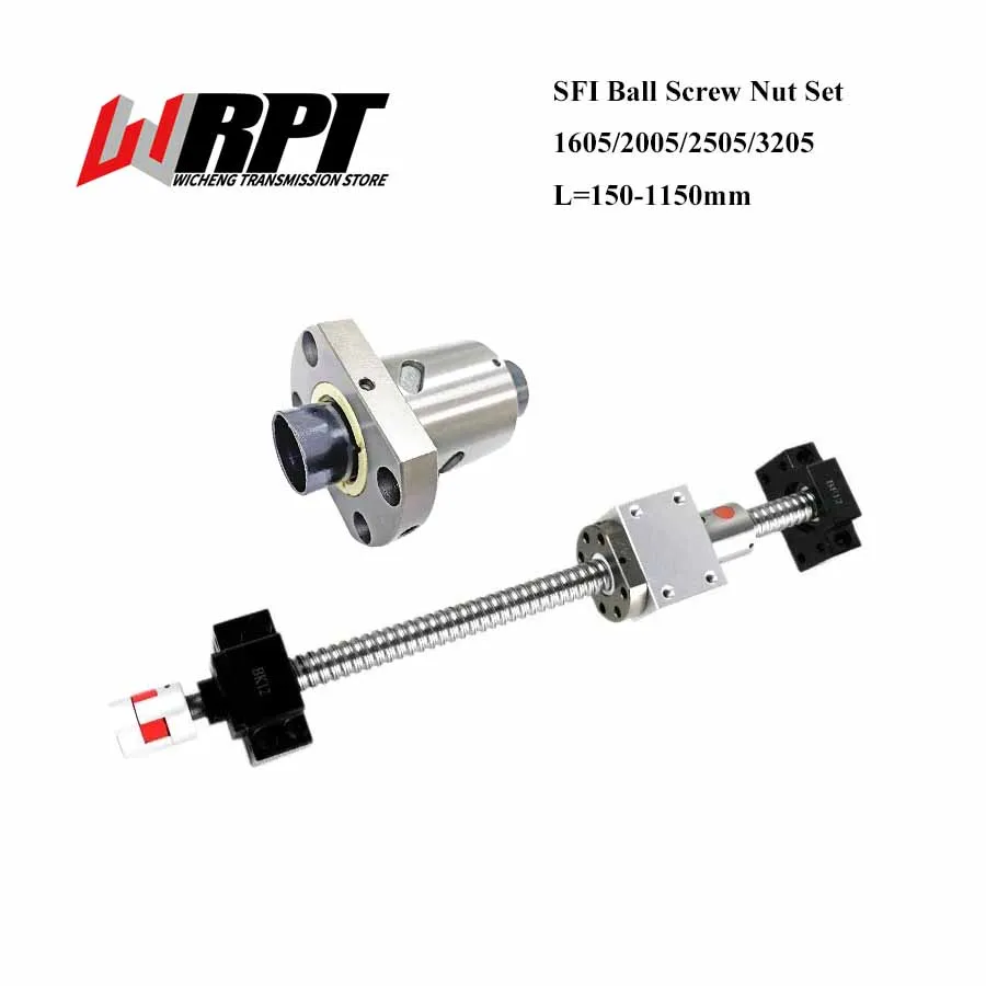 

Ballscrew Set SFI1605 SF2005 SF2505 SF3205 150-1150mm With Ballnut+BK/BF+Plum Blossom Coupling+Nut Housing For CNC Machines Part