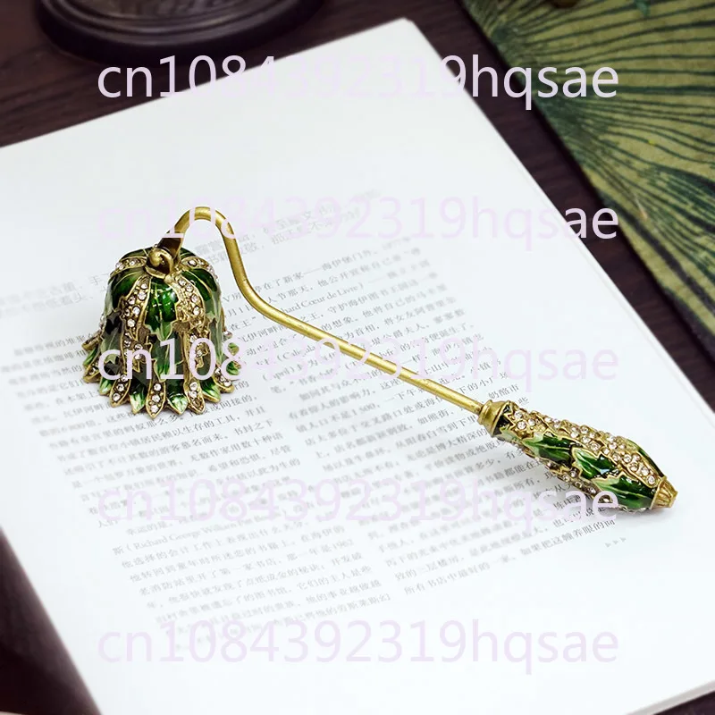 Handmade Enamel Hand-held Classical Aromatherapy Candle Extinguishing Bell Inlaid with Diamond Extinguishing Cover Ornament