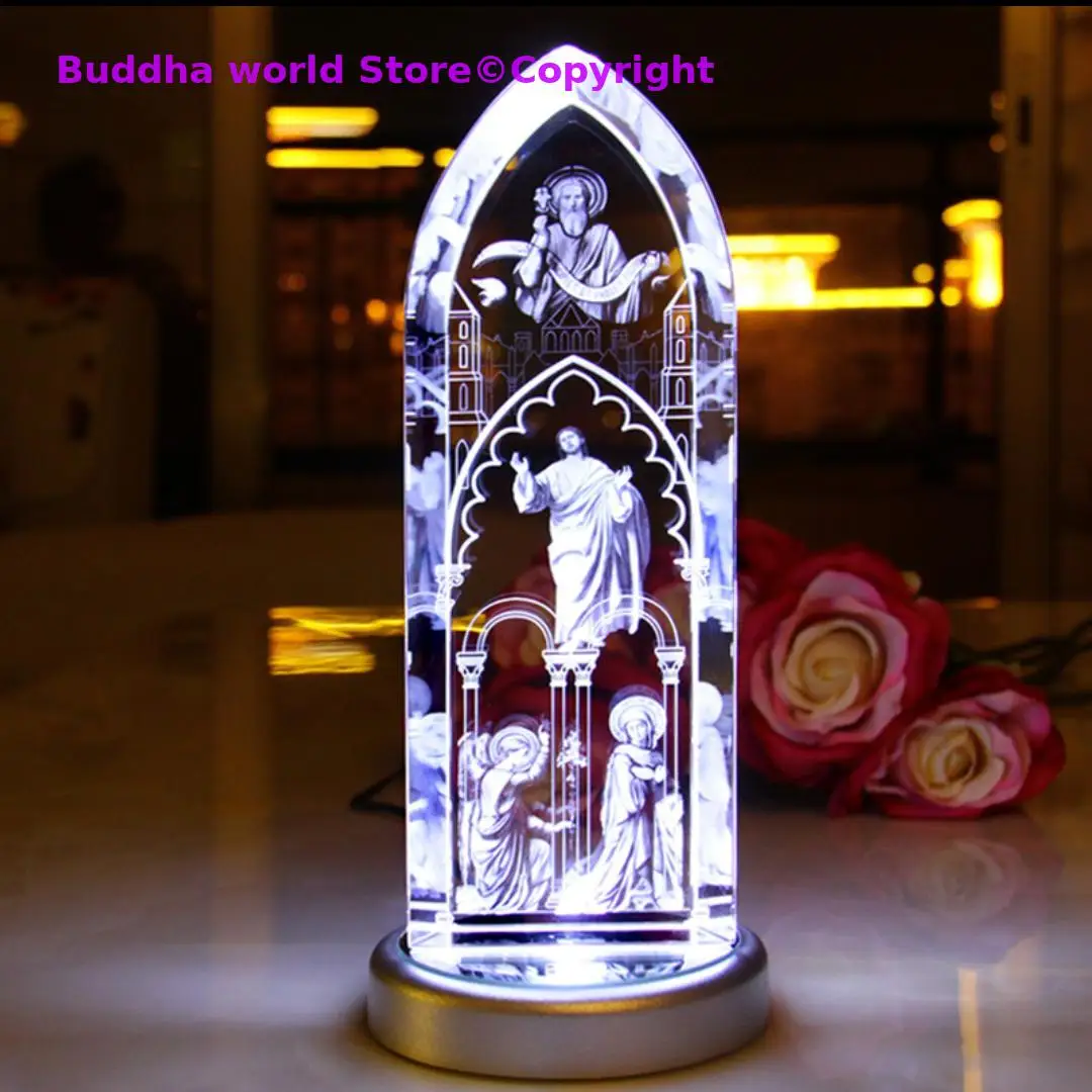 

22cm large # Christianity Catholicism family effective blessing The Advent of Christ Jesus God Cathedral statue crystal Ornament