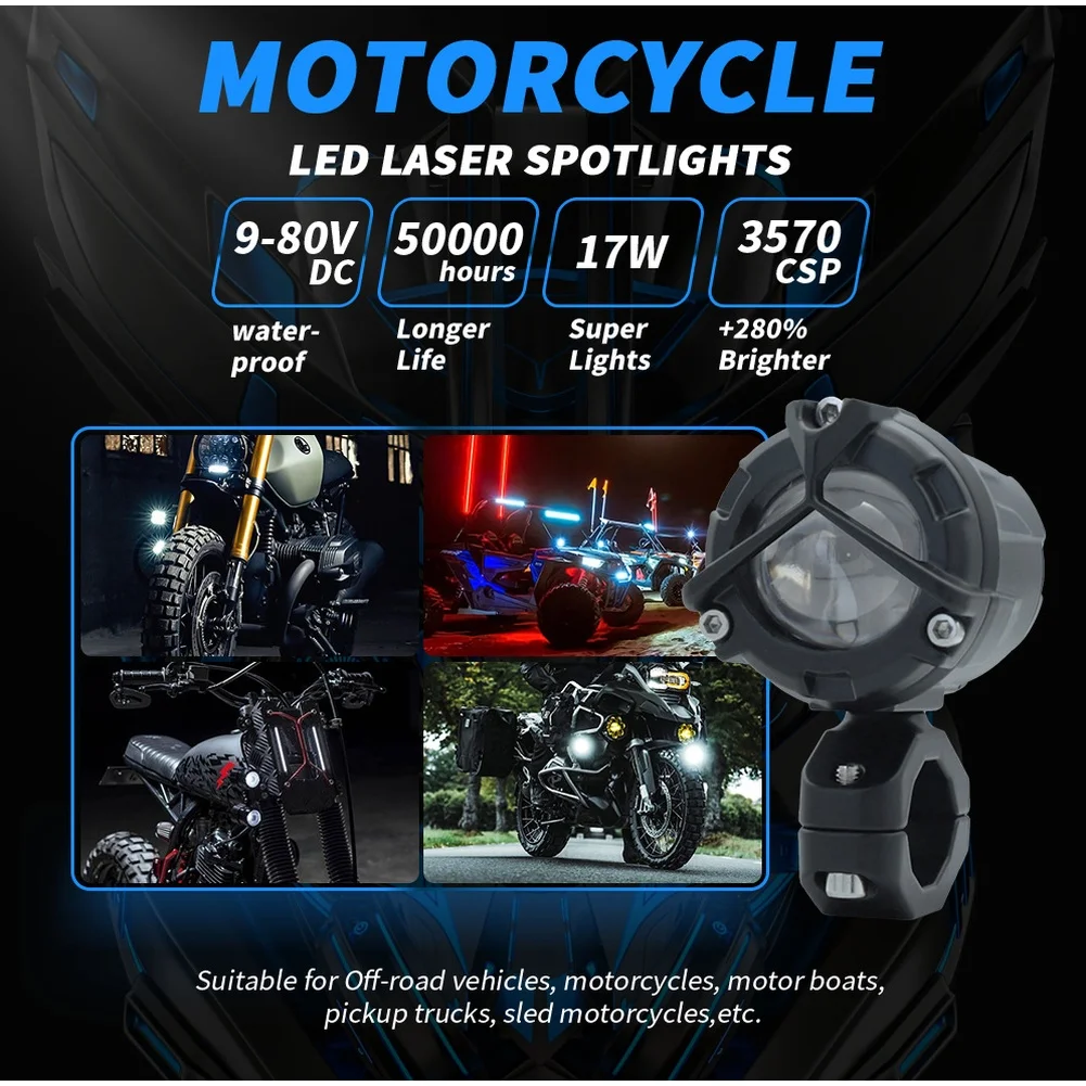 15W Motorcycle for mini Spotlights 6000K White Yellow IP67 Waterproof High Brightness Light for Various Vehicles