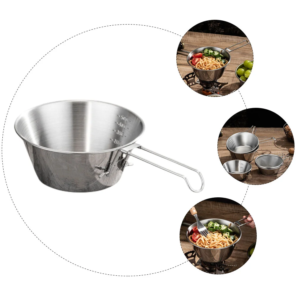 Camping Shiraz Bowl Waterbottle Rice Stainless Steel Bowls Cup Soup with Handle Dinnerware 304 Accessory Measuring Asian