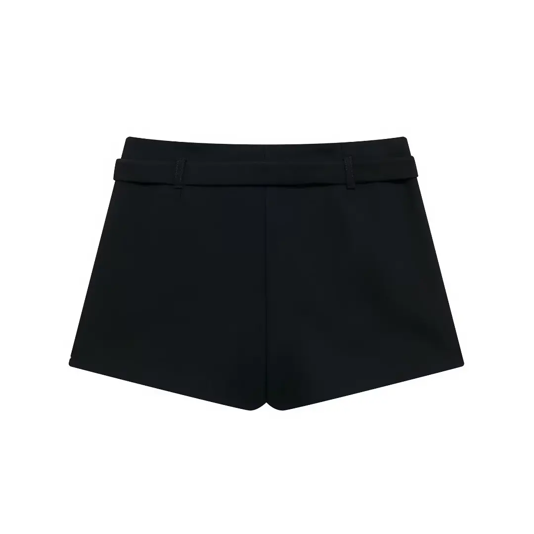 Damen neue schicke Mode Gürtel dekorative Plissee Design Shorts Rock Retro hohe Taille Reiß verschluss Rock Mujer