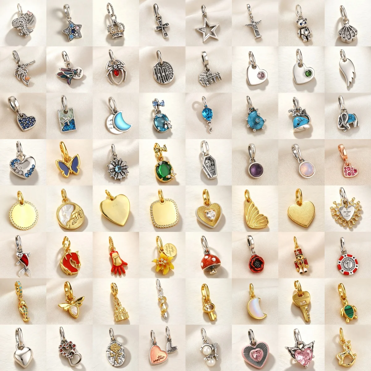 December Love Birth Stone Key Castle Flower 925 Silver Gold Plated Charm Fit Pendant Fit for Bracelet Necklace Fine Accessories