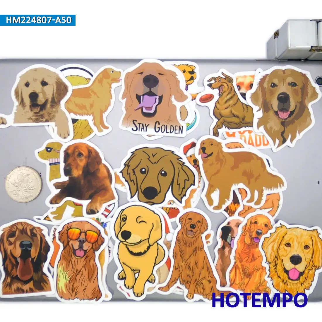 20/30/50Pieces Cute Golden Retriever Funny Cartoon Dog Animals Stickers for Scrapbook Luggage Bike Car Phone Laptop Sticker Toys