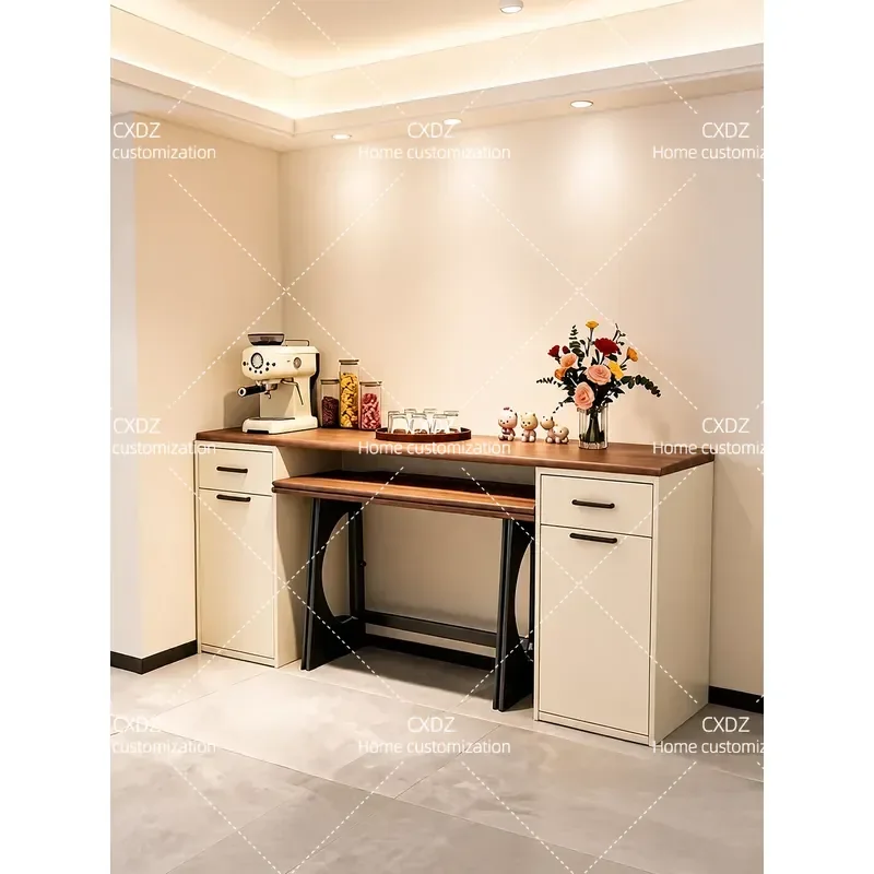 Hidden Solid Wood Folding Dining Table Rectangular Antique Style Small Apartment Space Saving Eat-in Kitchen Table with