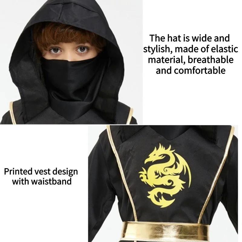 Jungen Ninja Deluxe Kostüm für Kinder Accessoires Kinder Kung Fu Outfit Halloween Ideen Geschenke