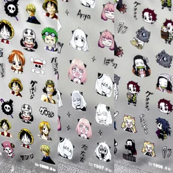 Anime Nail Stickers One Piece Spy Family Cartoon Thin Tough Nail Decorative Stickers Transparent Back Adhesive Nail Stickers