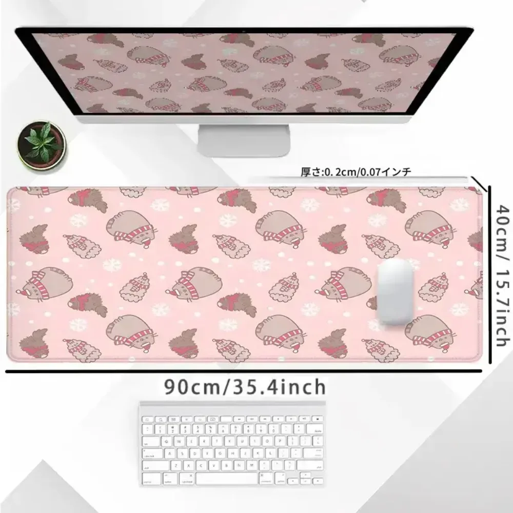 Pink Christmas Cat Snowflake Crystal Pattern Mouse Pad For Home and Office Desktop Use alfombrillas gaming decoração setup gamer