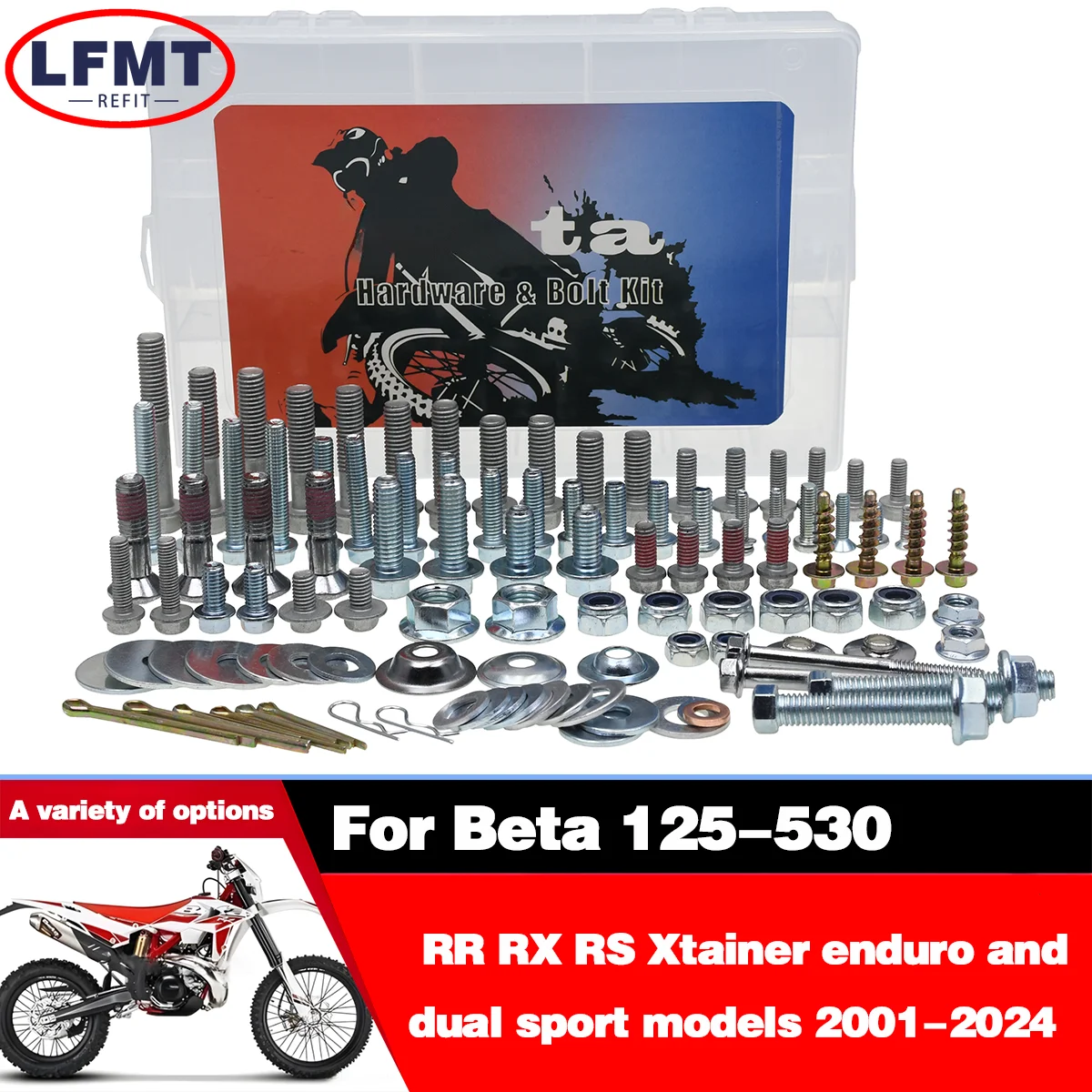 

Motocros Hardware Bolt Full Plastics Fastener Kit For Beta 125-530 RR RX RS Xtainer enduro and dual sport models 2001-2025 parts