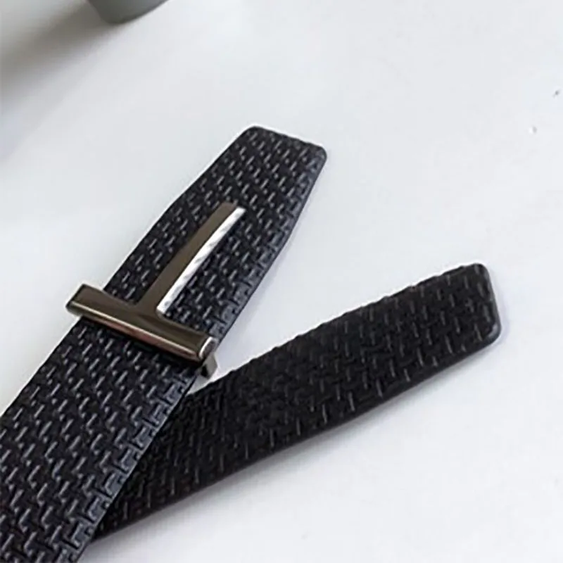 T Pattern Leather Band Belt Male Luxury Top Reversible Faces Formale Business Men Waist Wearing Classical Simple Italian Style