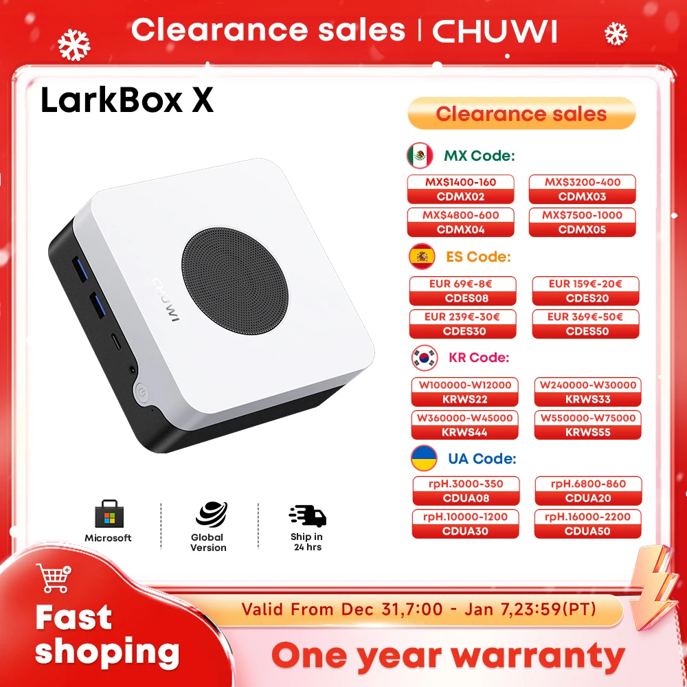 CHUWI LarkBox X N100 Mini PC Intel Game PC UHD Graphics for 12th Gen Intel Processors 12GB RAM 512GB SSD WiFi 6 Desktop Computer