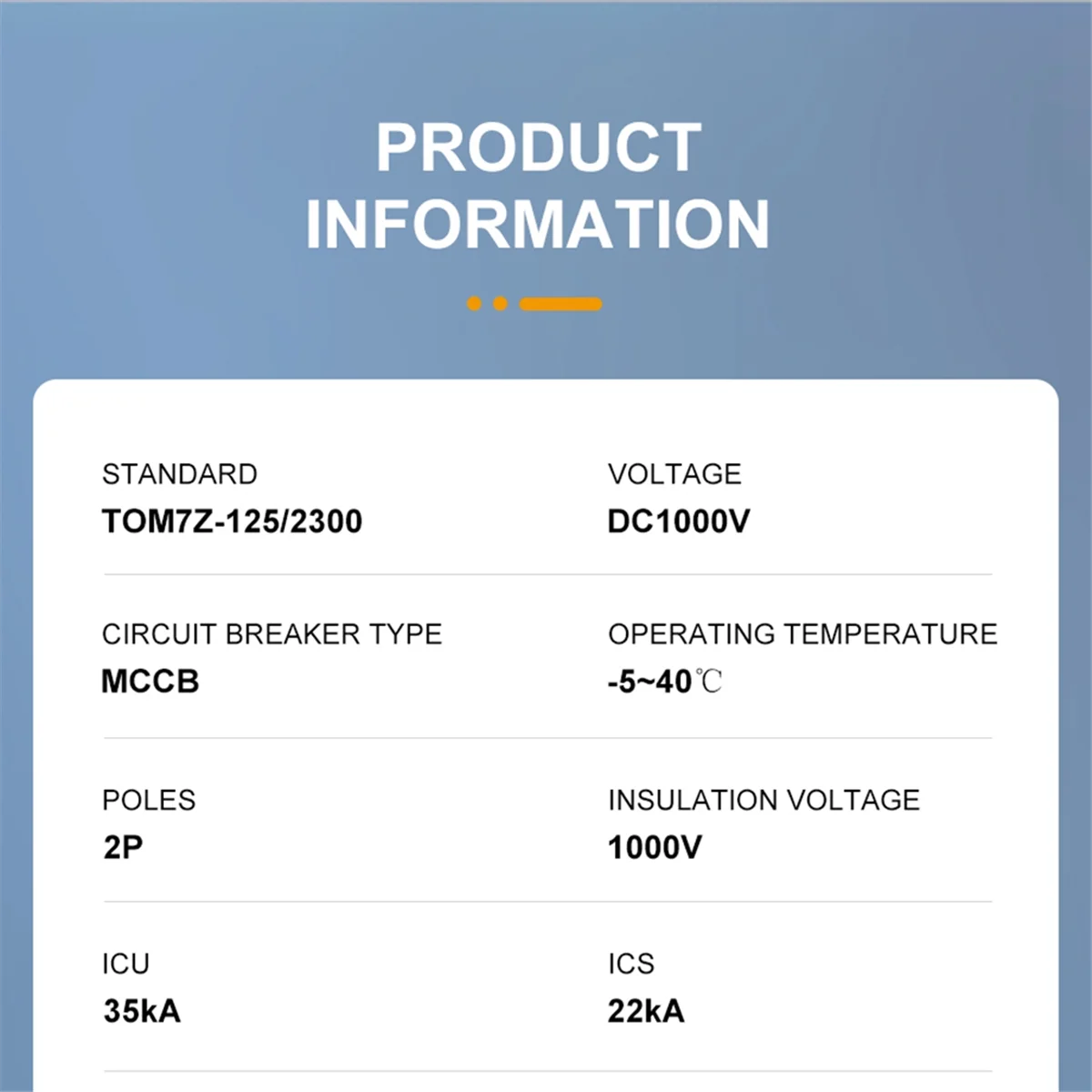 [En stock] Disjoncteur à boîtier moulé solaire 2P DC 1000V MCCB Protection contre les surcharges Protecteur de commutateur pour solaire photovoltaïque PV,12