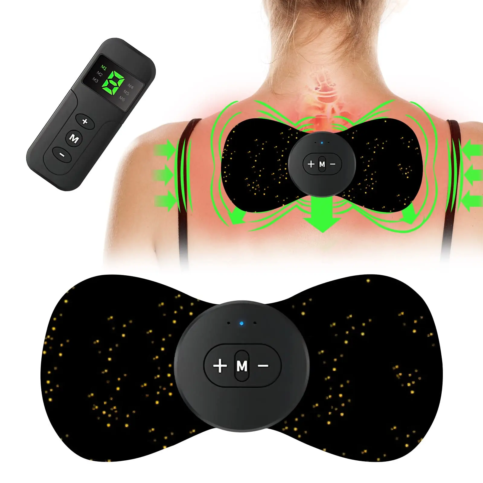 

Neck Massager Lymphatic Drainage Massager EMS Cervical Vertebra Massage Patch for Back Pain Muscle Pain 6 Modes Mini Massager