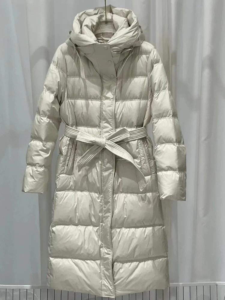 

Fashionable Autumn Winter New 2025 Winter Women Thick White Duck Down Jacket Female Long Hooded Puffer Coat Ladies Outerwear