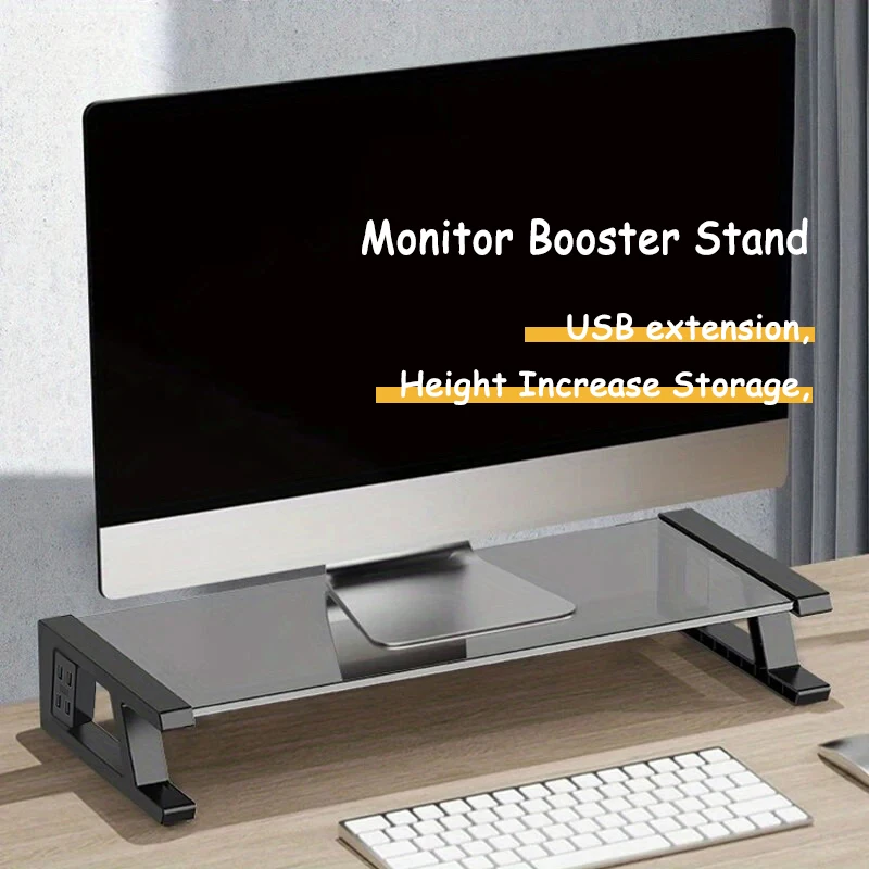 BEISHI Computer Monitor Stand Ergonomic Desktop Screen Heightening Frame Base Home Office Storage Rack USB Hub Desktop Organizer