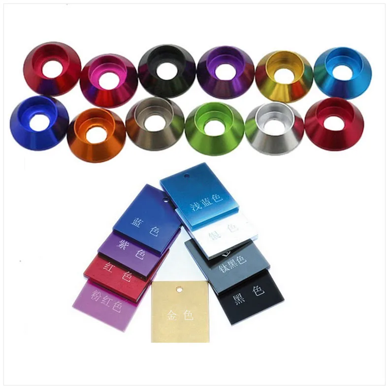 

Aluminum Anodized Washer Colorful Countersunk Washer CNC Anodized aluminum countersunk fender washer for car