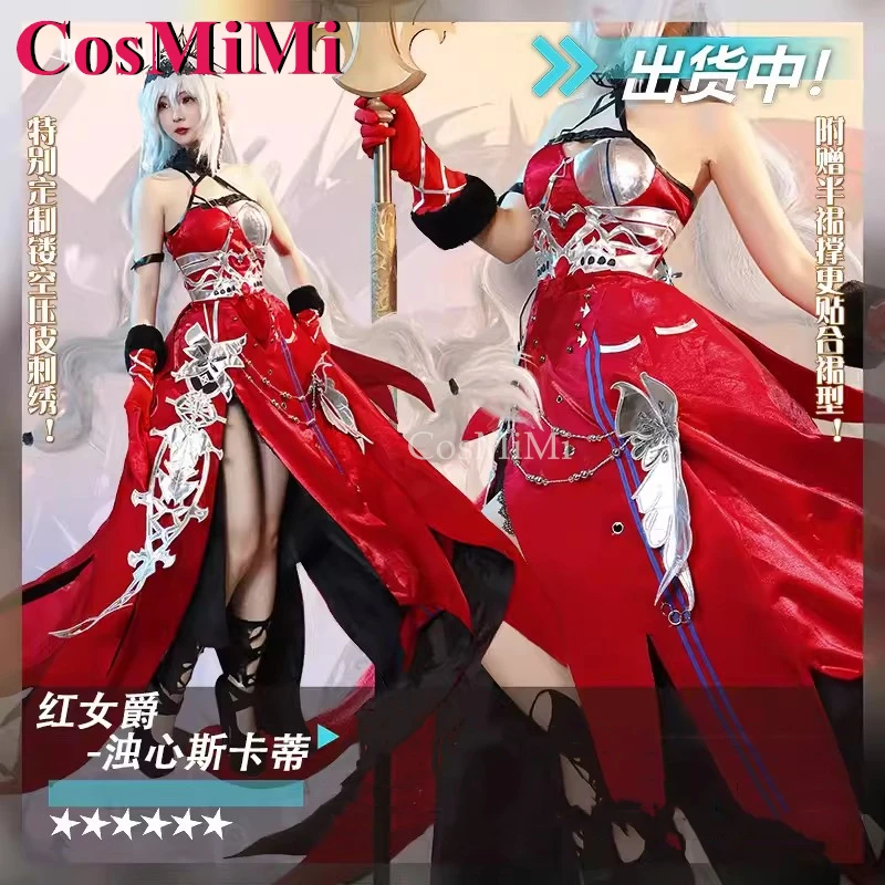 CosMiMi Hot Game Arknights Skadi The Corrupting Heart Cosplay Costume Red Dame Sweet Dress Carnival Party Role Play Clothing New