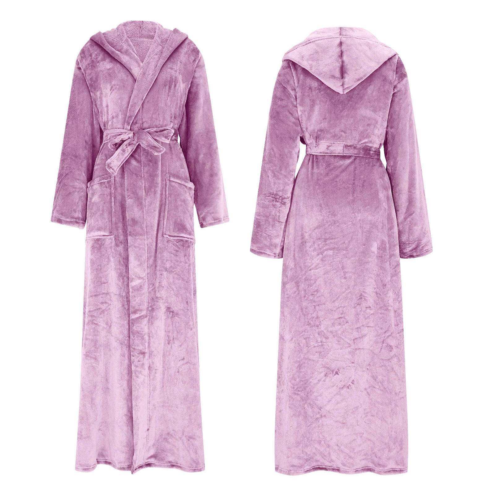 

Women's Winter Thick Warm Robe 13 Colors Coral Fleece Sleepwear Long Sleeves Flannel Nightgown Bathrobes Hooded Plush Homewear