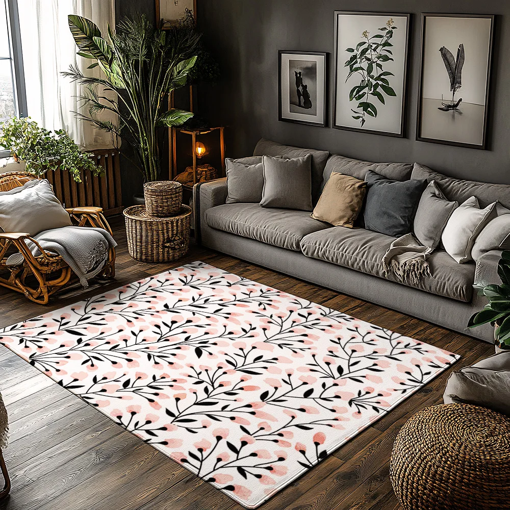 

Коврик с цветочным принтом для дома и улицы, приветственный коврик, моющийся коврик для прихожей, нескользящий домашний декор, розовый цветочный сад, тематический напольный коврик с природой