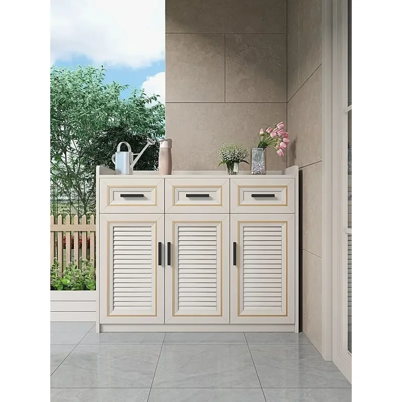 Outdoor Storage Cabinet All Aluminum Alloy Sunscreen Balcony Garden Courtyard Villa Door Storage Shoe Cabinet