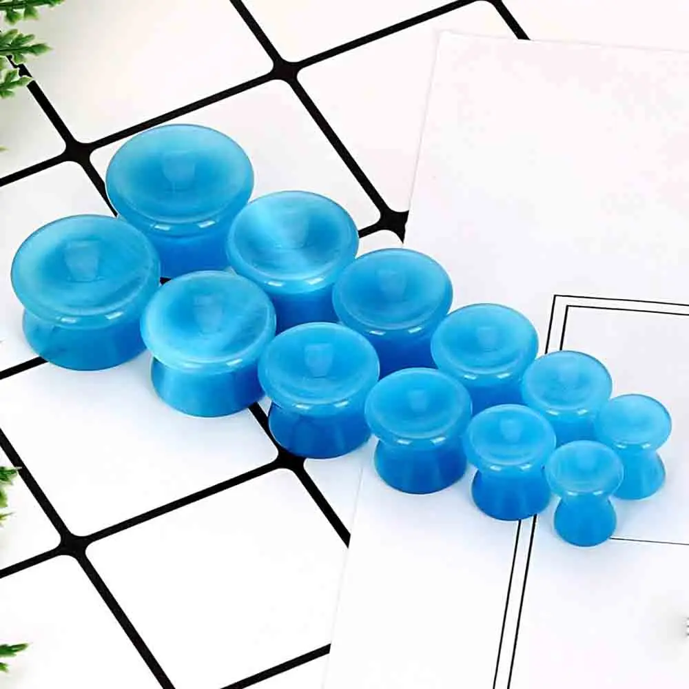 2PCS Blau Katzenauge Stein Ohrstöpsel Tunnel Sattel Runde Hohl Solide ConcaveExpander Körper Piercing Messgeräte 2g-5/8'' – Detail 2