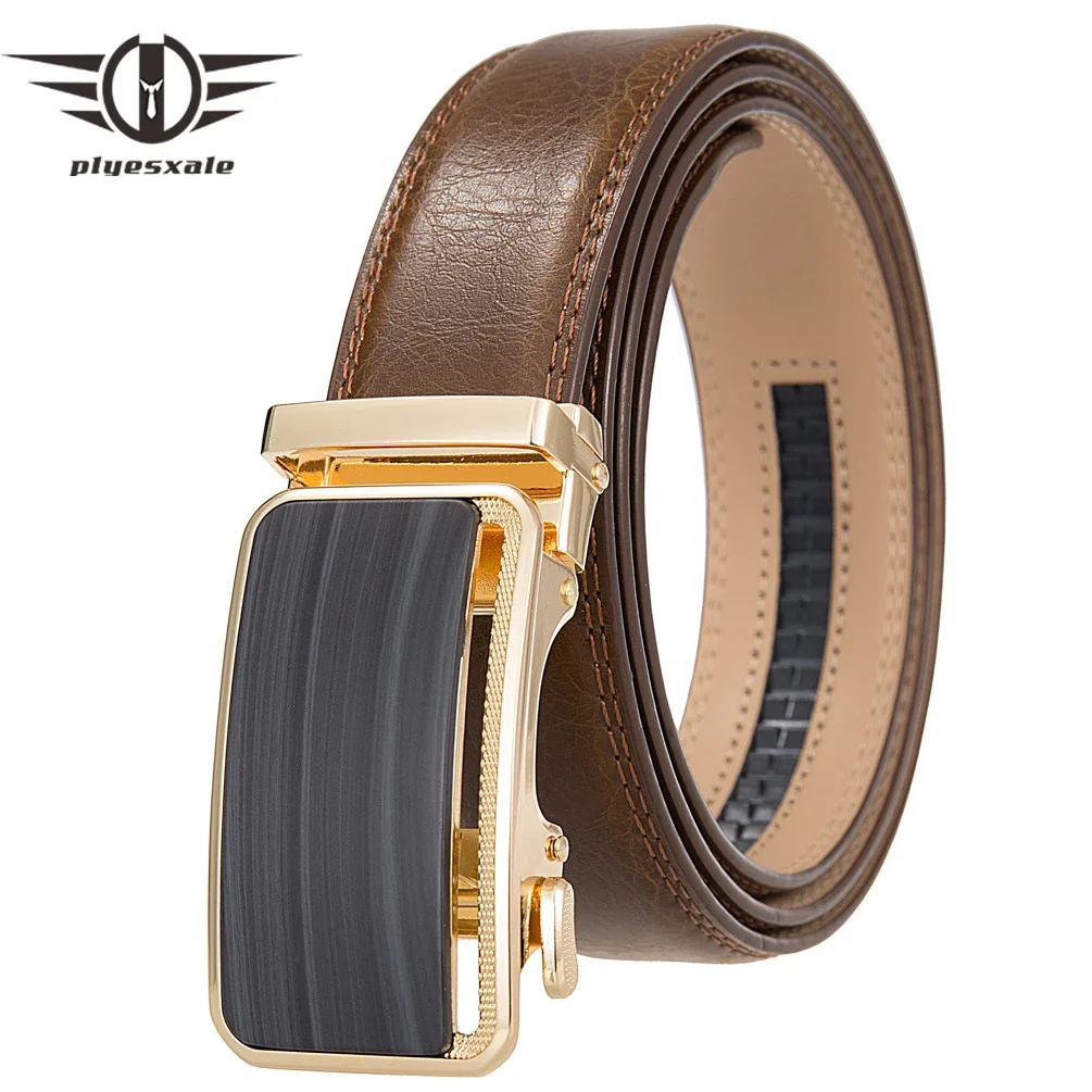 

Plyesxale Classic Black Mens Belts Luxury Designer Genuine Leather Cowskin Waistband Man Gift Automatic Buckles Suit Belt B31