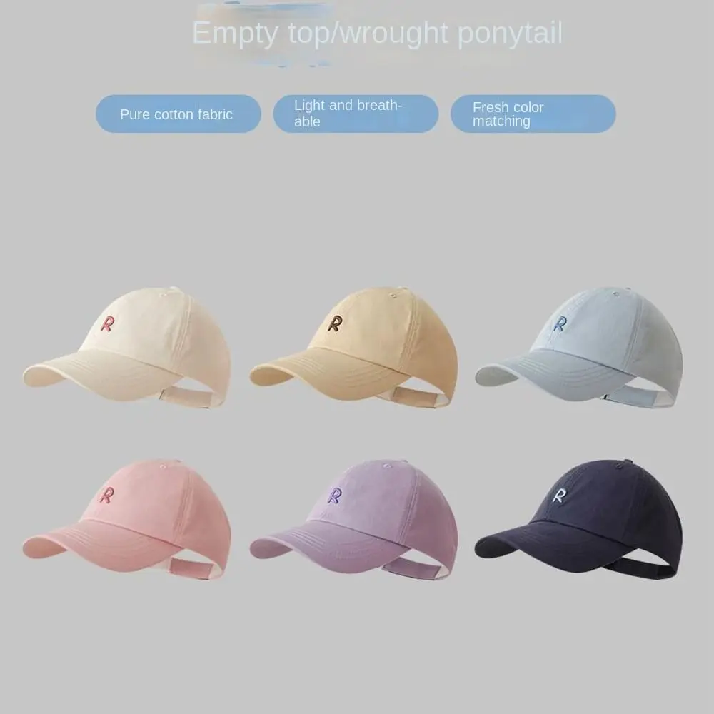 

Half-Empty Top Baseball Caps Fashion Cotton Dad Caps Hip Hop Hats Letter R Baseball Hat Adjustable Ponytail Caps Summer