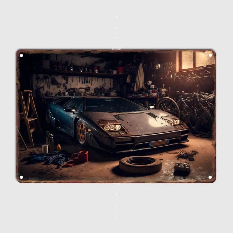 Tin Plaque Decor for Room Metal Signs Lamborghini Diablo Vintage Home Decor Items Poster Metal Wall Art Mural Garage Retro Plate