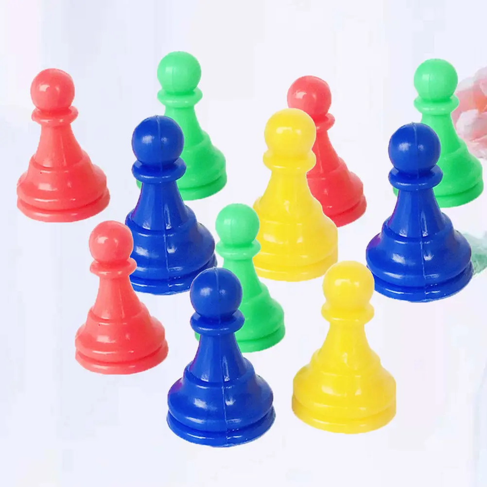 

64Pcs Plastic Chess Checkers Set Multicolor Board Game Accessories Replacement Pegs Kids Learning Game Pieces Plastic Checker