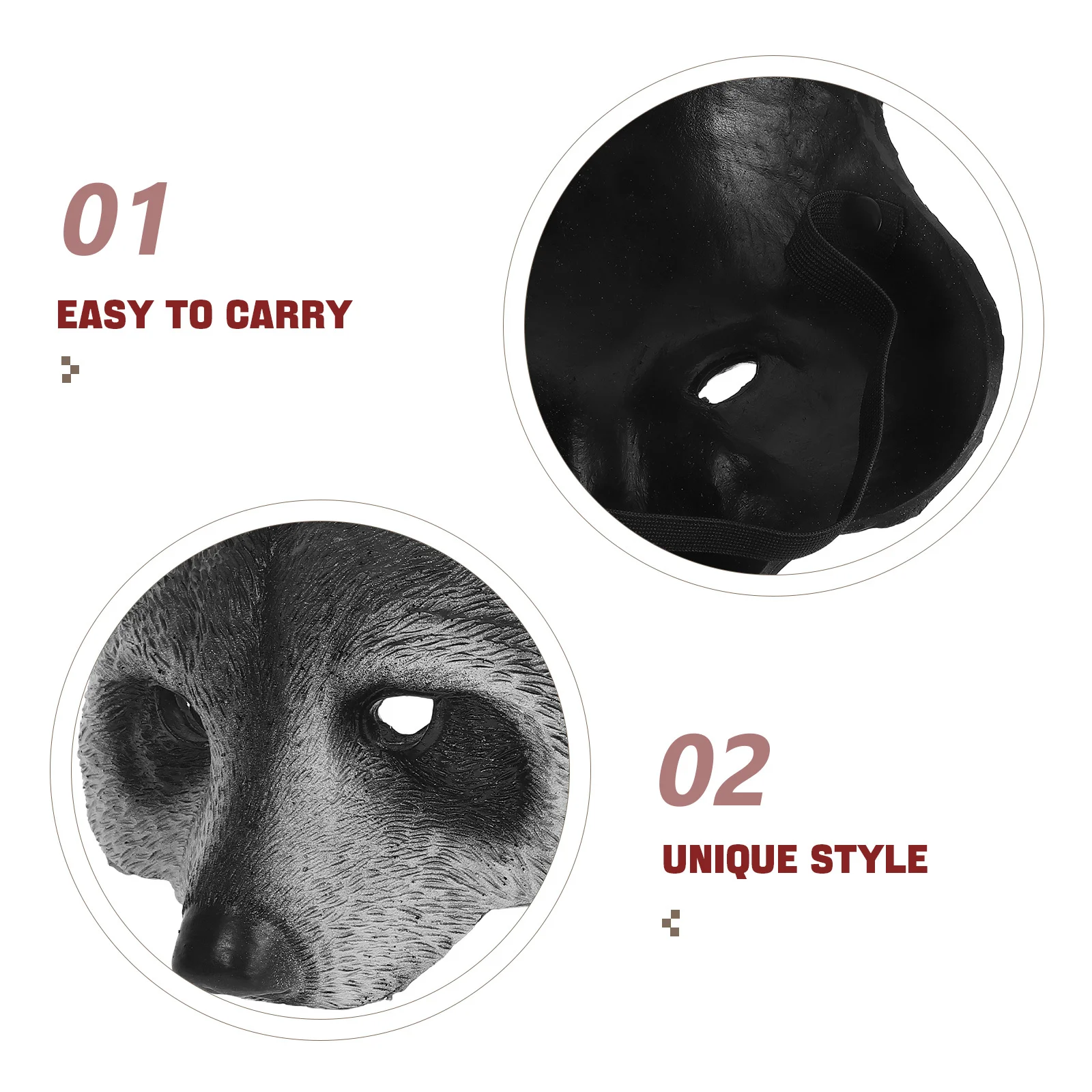 Maschera di procione Costume animale di Halloween Maschera per il viso per festa di carnevale in maschera Vestito operato da cosplay Realistico spaventoso per adulti