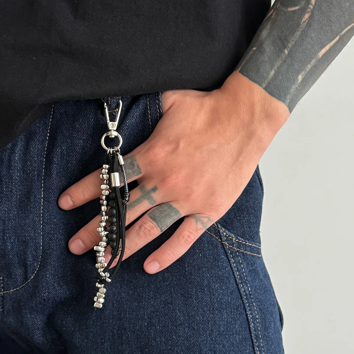 

Hip Hop Unique ape Beaded Keychain Faionable Men's Pants Chain Cross-Border Volcanic Ro Tassel Ornament Accories