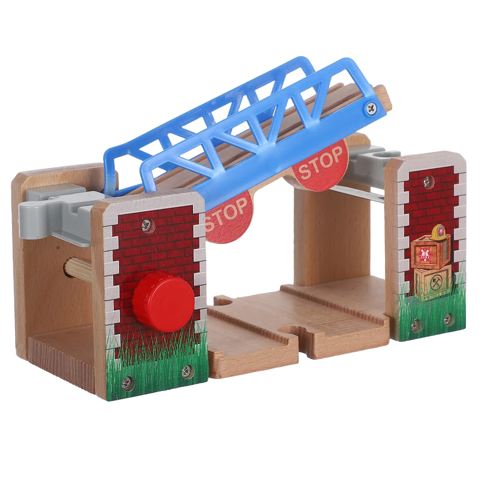 

Wooden Lifting Bridge Railway Accessory Interactive Train Track Fittings Educational Play Scene for Kids Train Railway
