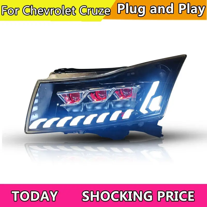 

Автомобильные передние фонари для Chevrolet Cruze 2009-2014, автоматические фары в сборе, обновленная светодиодная дневная лампа, аксессуары для линз проектора