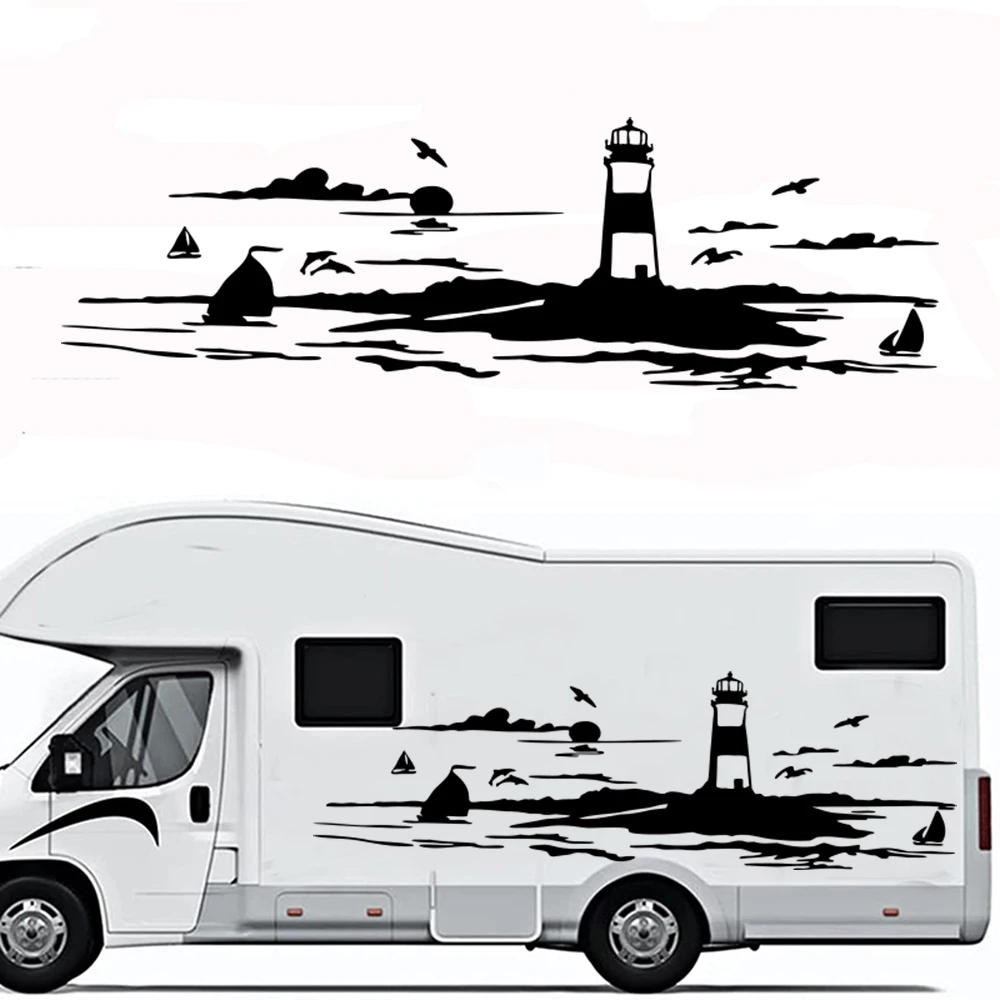 

Large Lighthouse Ocean Wave Caravan Car Sticker Seascape Sea Landscape Motorhome Camping Rv Van Truck Decal Vinyl Decor