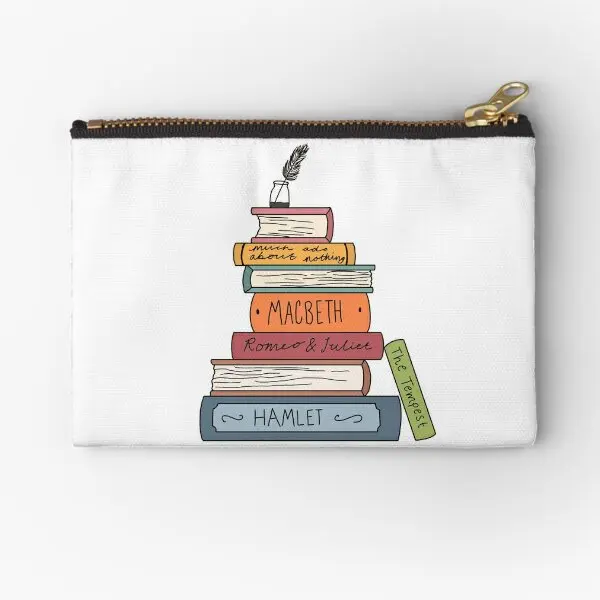 Shakespeare Book Stack  Zipper Pouches Bag Pure Wallet Key Storage Socks Packaging Panties Money Cosmetic Underwear Small Coin